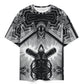 Men's Monochrome Kaleidoscope Pattern All-Over Print Plus Size Drop Shoulder T-Shirt