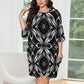 Women's Black & White Geometric Pattern All-Over Print Shirt  Oversized T- Shirt Loungewear