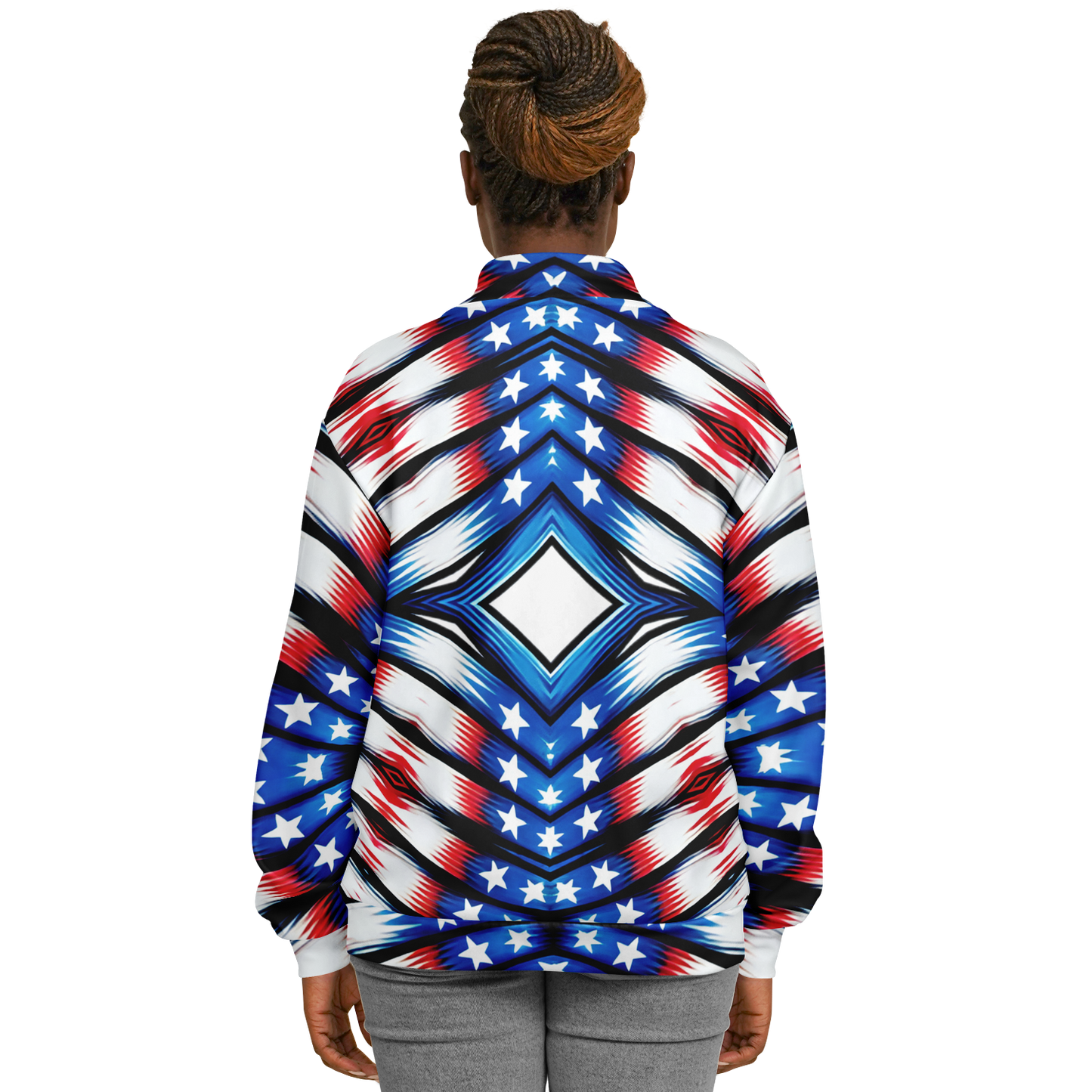Women's American Flag Pattern All-Over Print Baseball Jacket