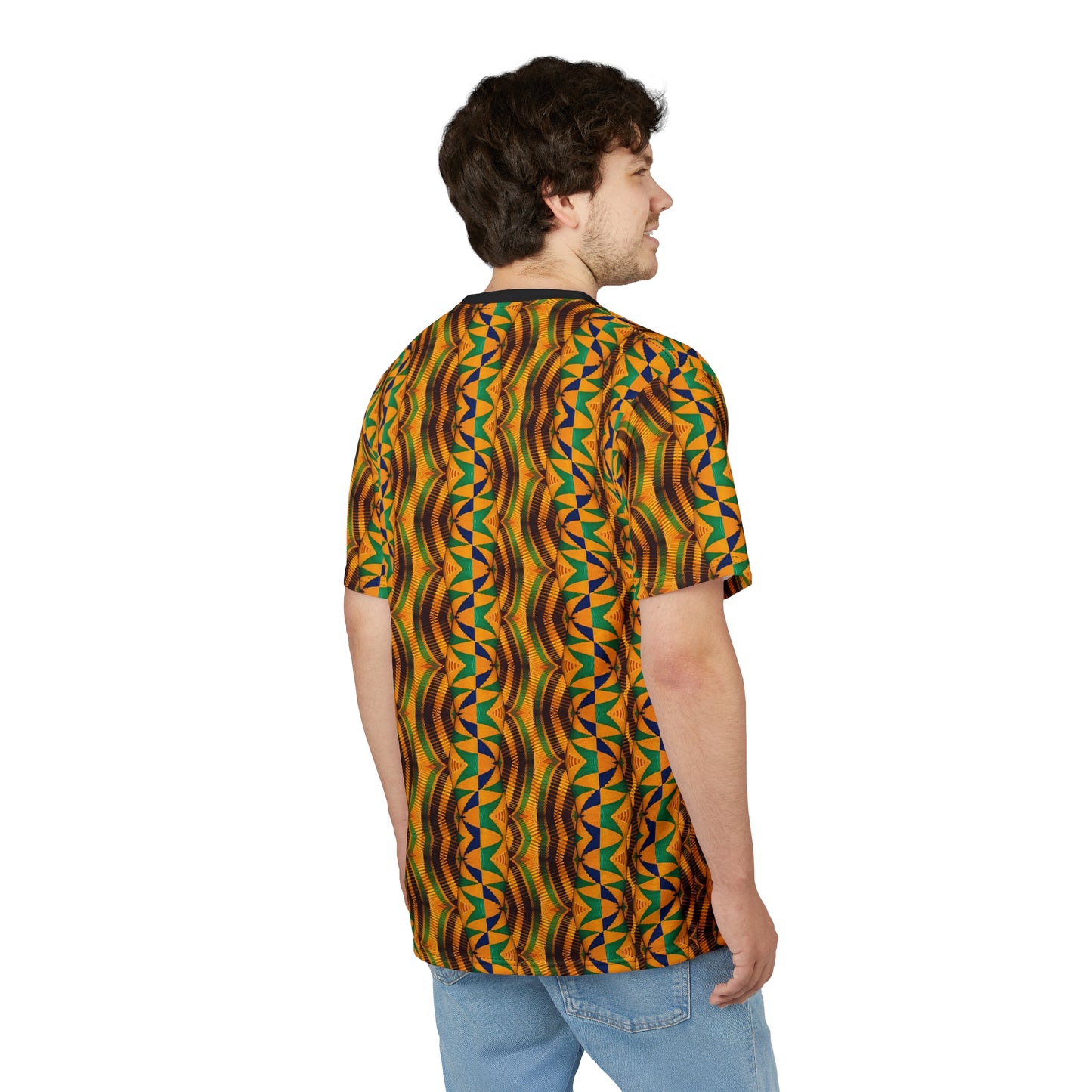 Men's African Kente Geometric Pattern All-Over Print Tee