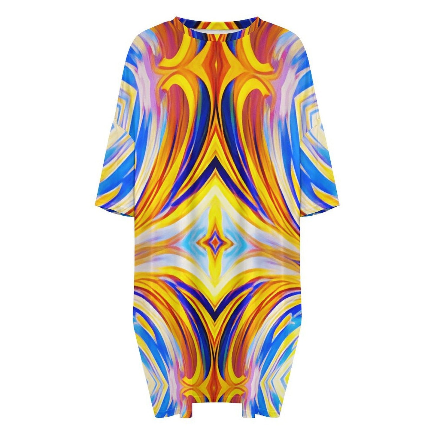 Women Abstract Sunburst Pattern All Over print Women's Oversized T- Shirt Loungewear