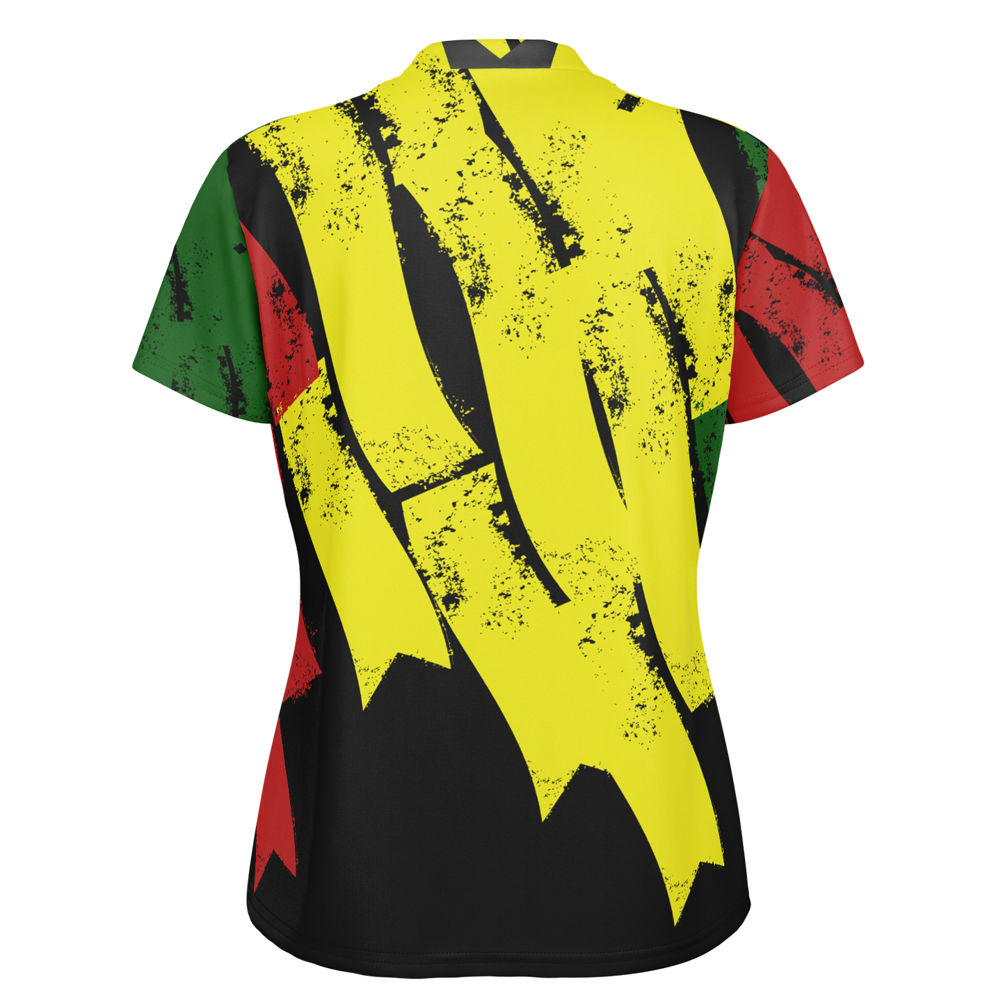 Women's Red Yellow Green Black Stars Polyester Stand Up Collar Polo Shirt