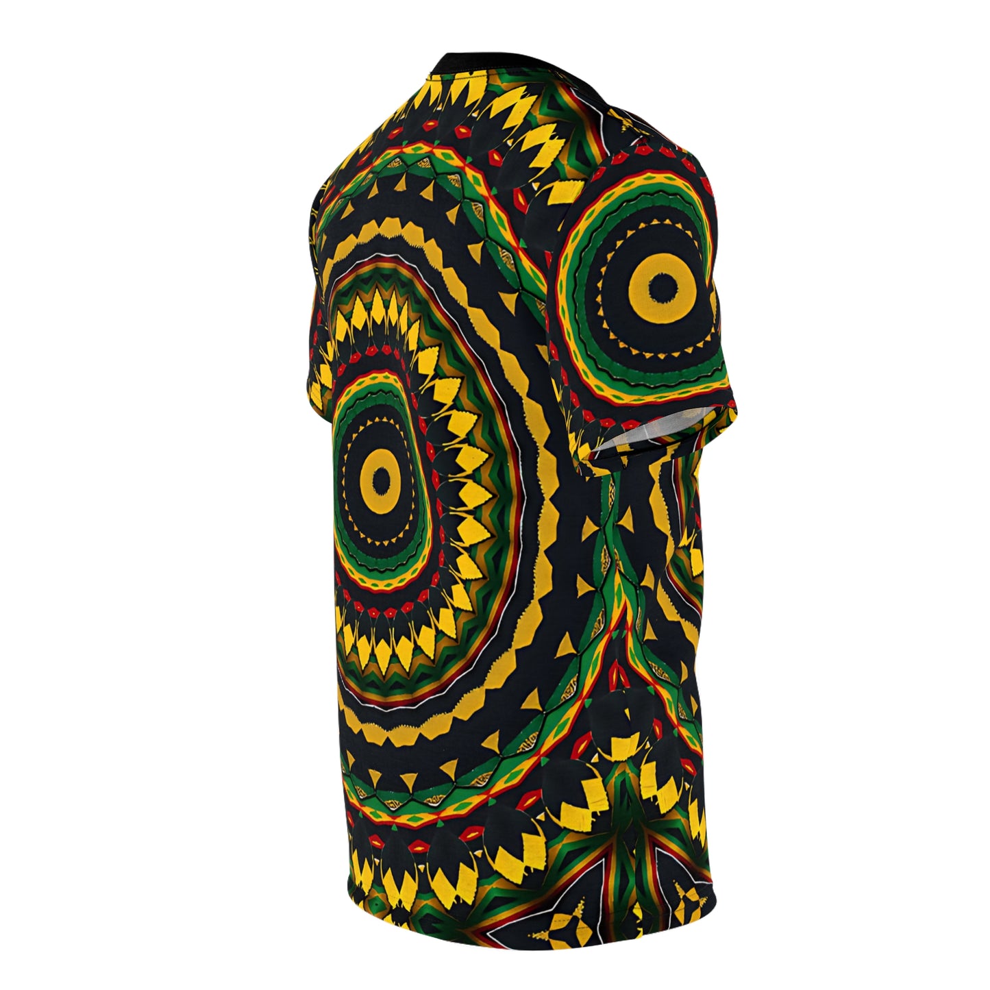 Women's Yellow Green Red Circular Pattern All-Over Print Tee