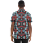 Men's Red, Green & White Teal Aztec Geo Pattern All-Over Print Polo Shirt