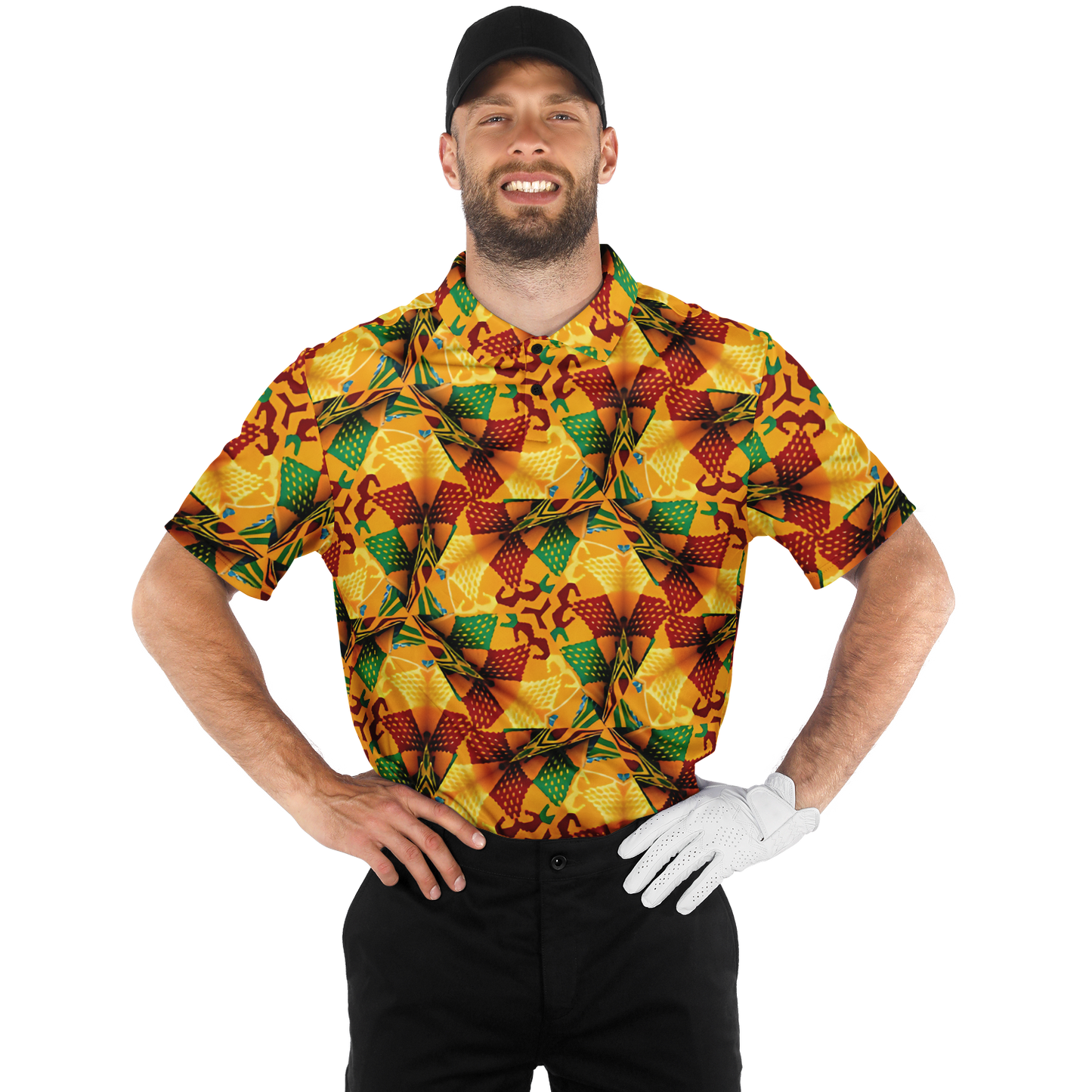 Men's Vibrant Autumn Kaleidoscope Polyester Polo Shirt