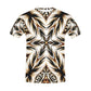 Men's Brown & Black Kaleidoscope Pattern Men's All Over Print Crew Neck T-Shirt