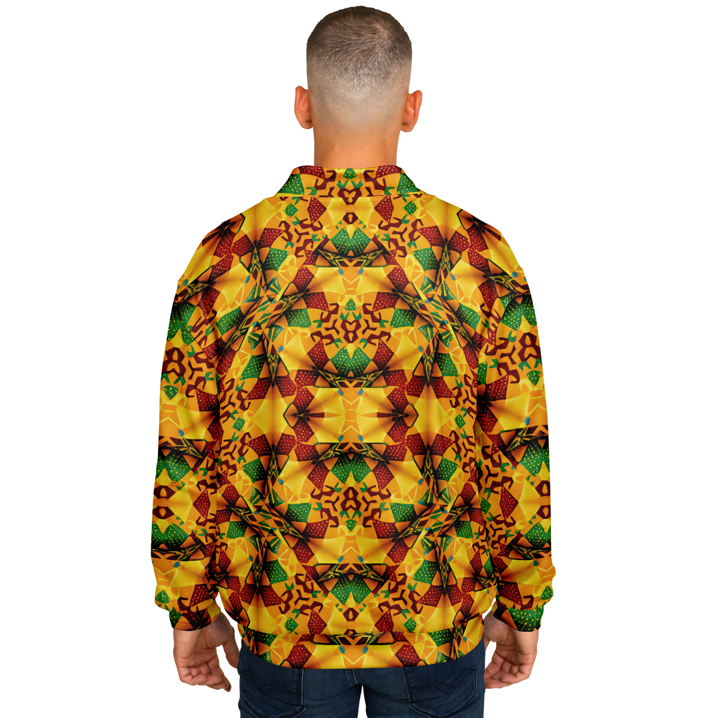 Men's Vibrant African Kente Geometric Pattern All Over Print Baseball Jacket