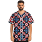 Men's Red White Blue Geometric Pattern All-Over Print Baseball Jersey
