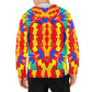 Men's Bold Rainbow Kente-Inspired Geometric Pattern All Over Print Fleece Full-Zip Hoodie