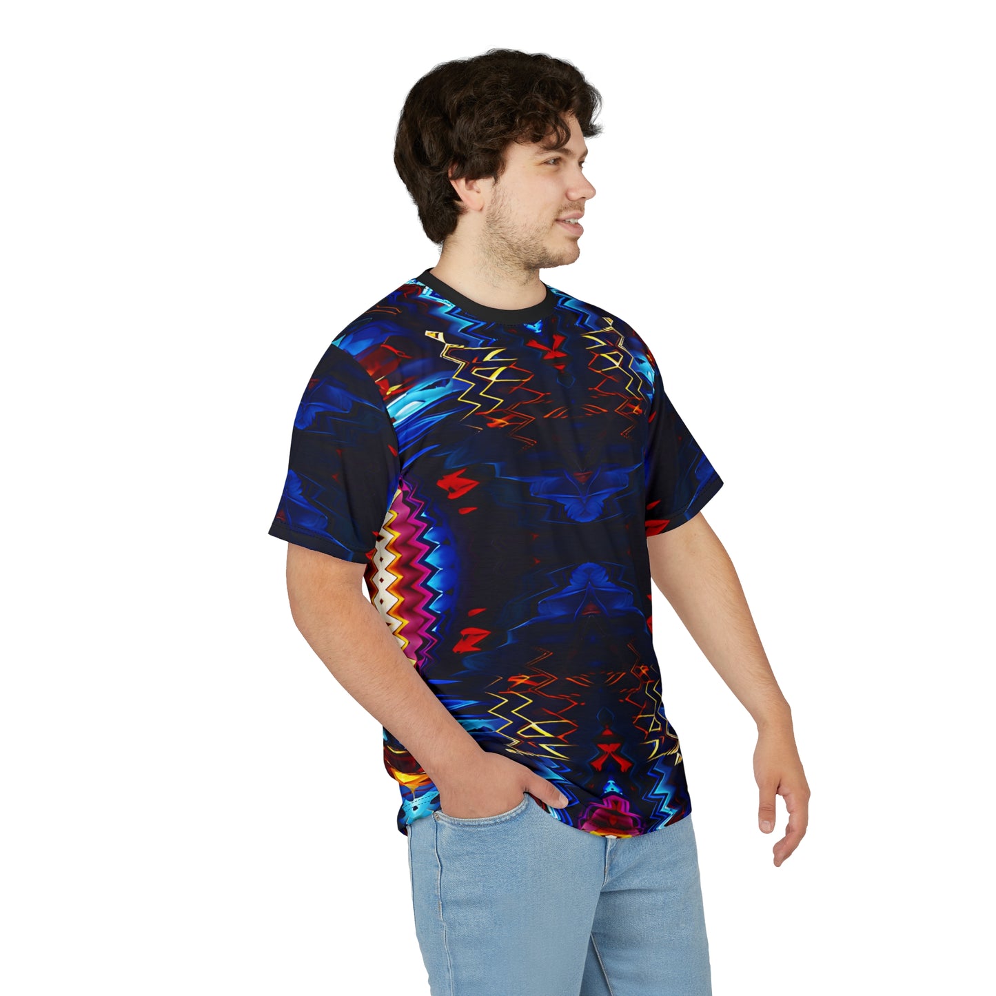 Men's Psychedelic Neon Kaleidoscope All-Over Print Unisex Cut & Sew Tee
