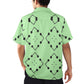 Men's Bold Green Geometric Black Dot-Node Pattern All-Over Print Hawaiian Shirt