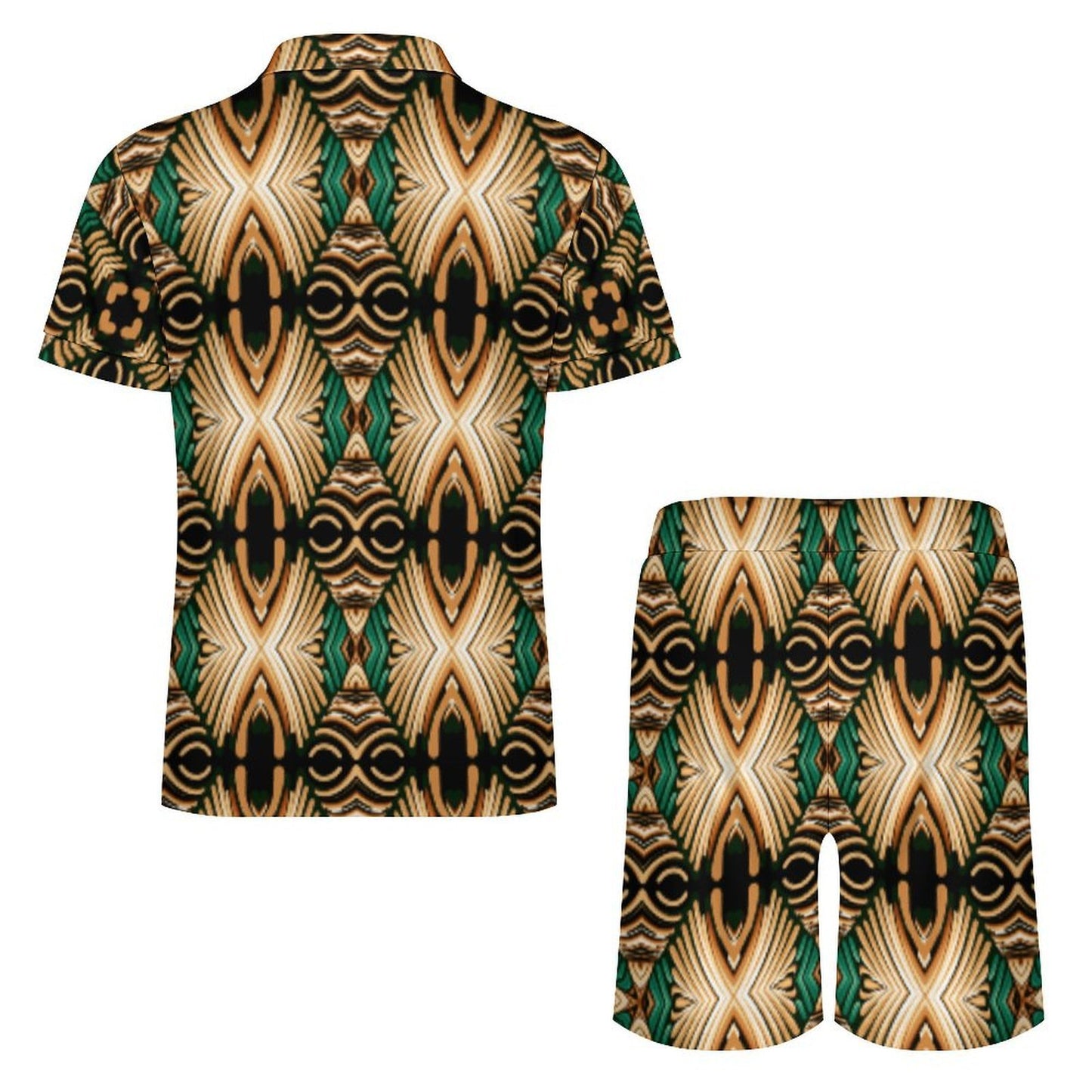Men's Tribal Geometric All over Print Zip-Up Polo Set