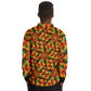 Men’s Vibrant African Kente-Inspired Pattern All-Over Print  Long Sleeve Polo Shirt