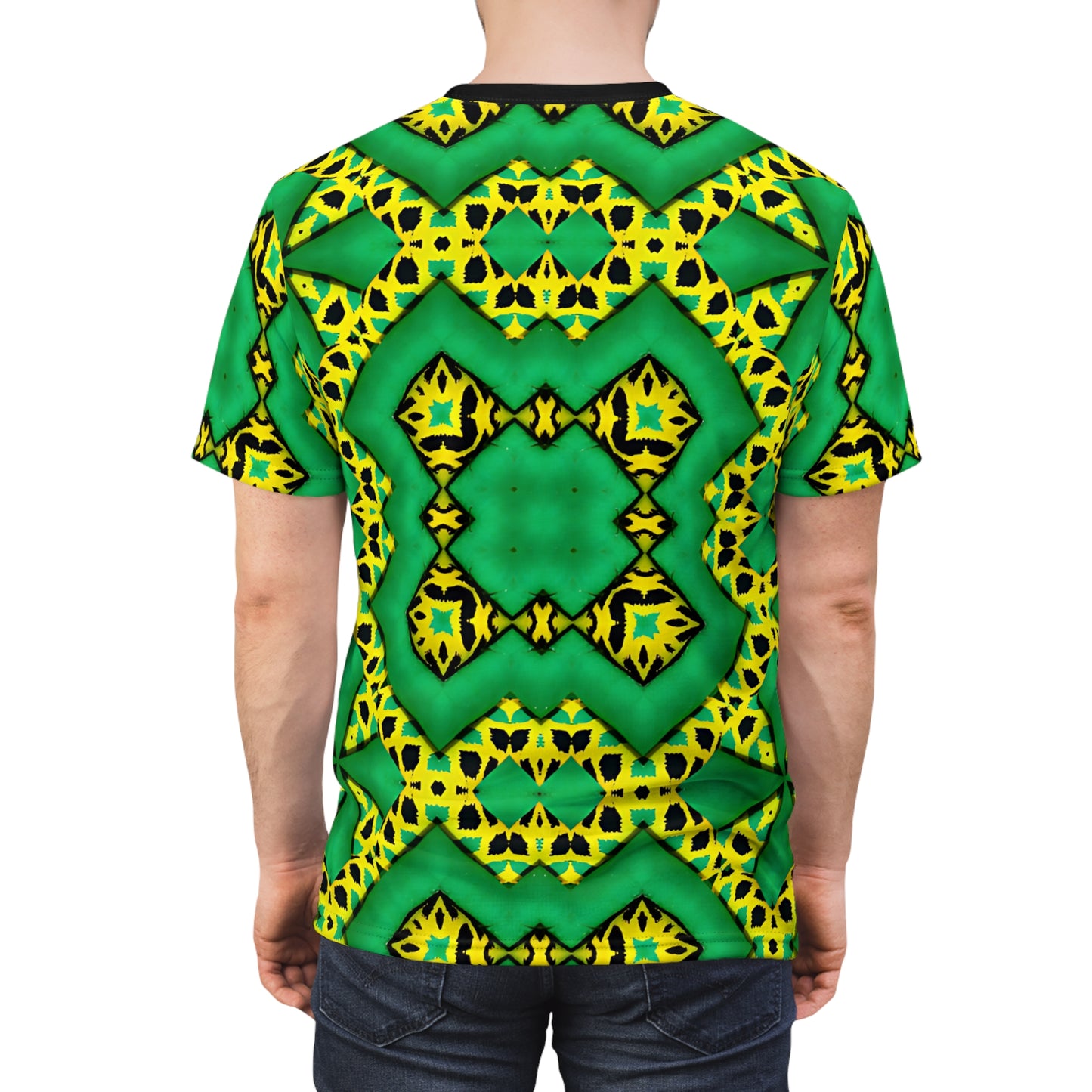 Men's Green & Yellow Kaleidoscope Pattern All-Over Print Shirt