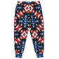 Men's Red White Blue Geometric Pattern All-Over Print Athletic Jogger