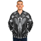 Men's Black & Silver Symmetry Pattern All-Over Print Baseball Jacket