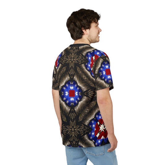 Men's Patriotic Kaleidoscope Pattern All-Over Print Unisex Cut & Sew Tee.
