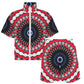 Women's Patriotic Red White Blue Geometric Windbreaker Short Set