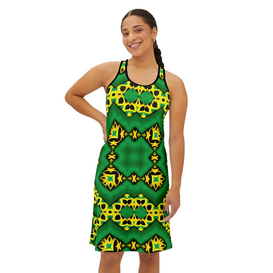 Women's Green & Yellow Kaleidoscope Racer back Dress