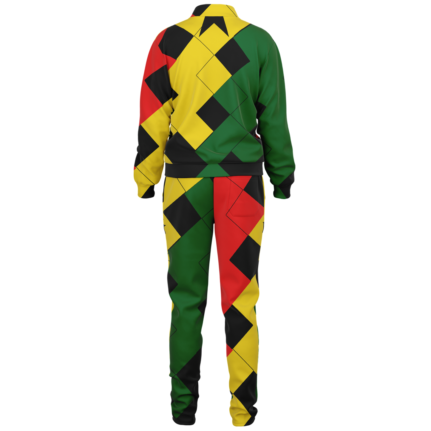 Men's Red Yellow Green and Black Stars Track Jacket and Pants