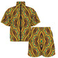 Women’s African Kente Geometric Pattern All-Over Print Windbreaker Short Set