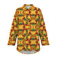 Women's Vibrant African Kente Geometric Pattern All Over Print Long Sleeve Curved Hem Shirt
