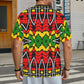 Men's Ghana Flag & Black Star Pattern All-Over Print Ribbed Collar T-Shirt