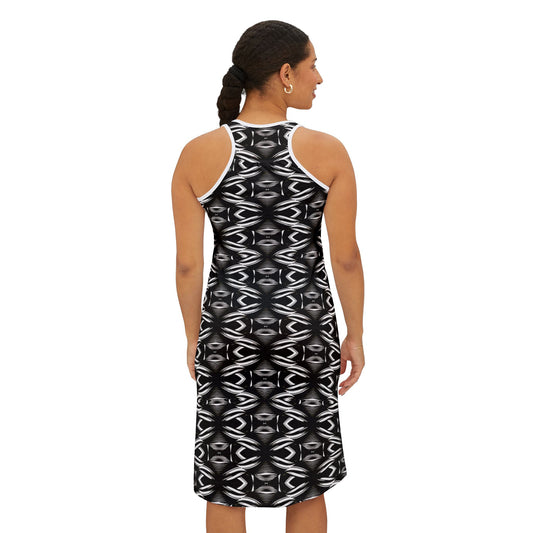 Women's Black & White Kaleidoscope Racer back Dress