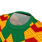 Men Bold Green, Red & Gold African Kente-Inspired Pattern  All-Over Print Tee