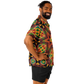 Men's African Kente Geometric Star Pattern All-Over Print Spread Collar Short Sleeve Button-Down Shirt