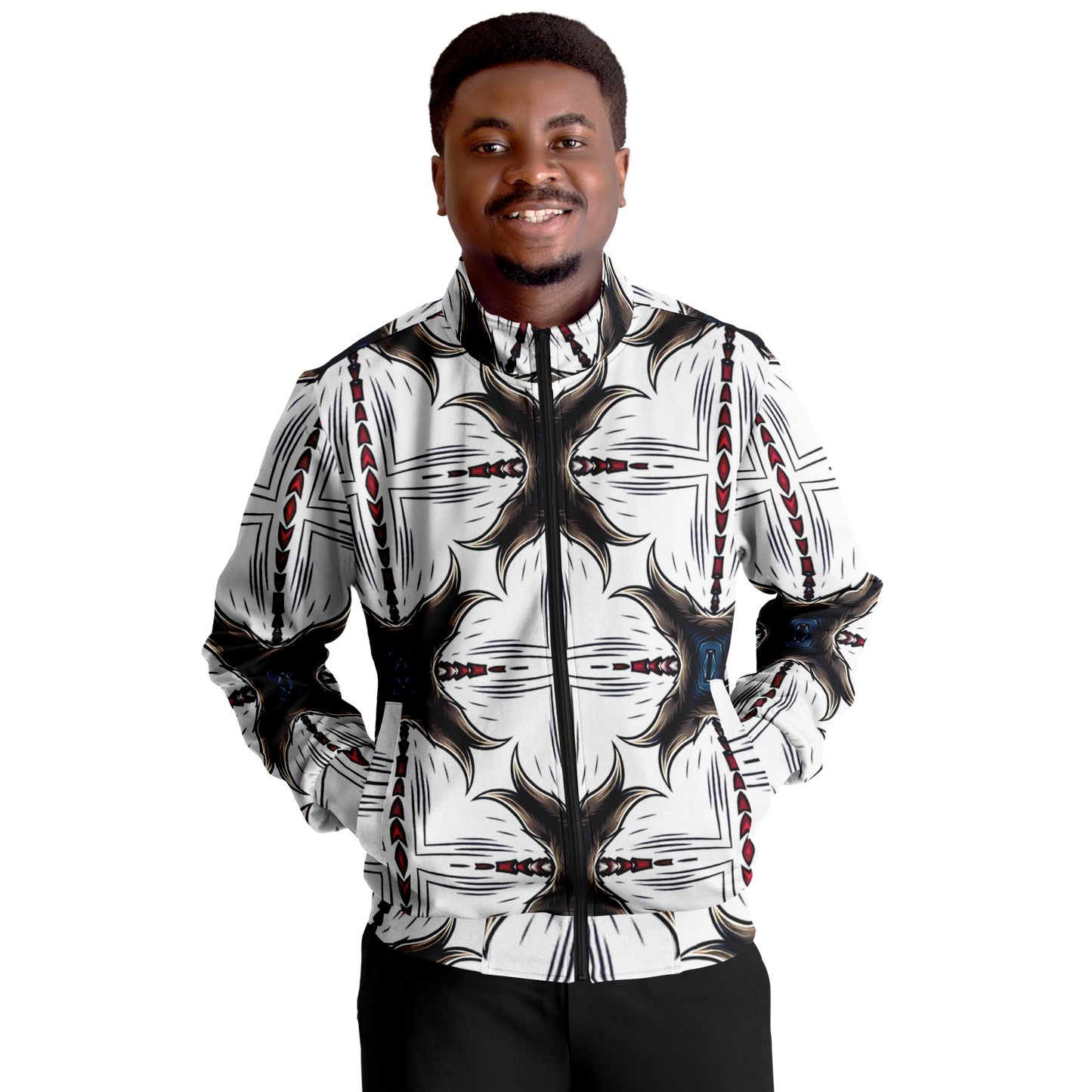 Men's Abstract Symmetry Pattern Polyester Track Jacket