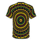 Men's Yellow Green Red Circular Pattern All-Over Print Tee