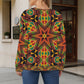 Women’s African Kente Geometric Star Pattern All-Over Print Crew Neck Sweater.
