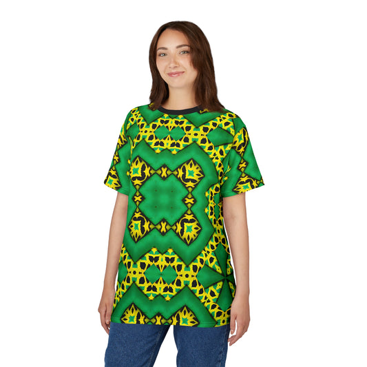 Women's Green & Yellow Kaleidoscope Pattern All-Over Print Shirt