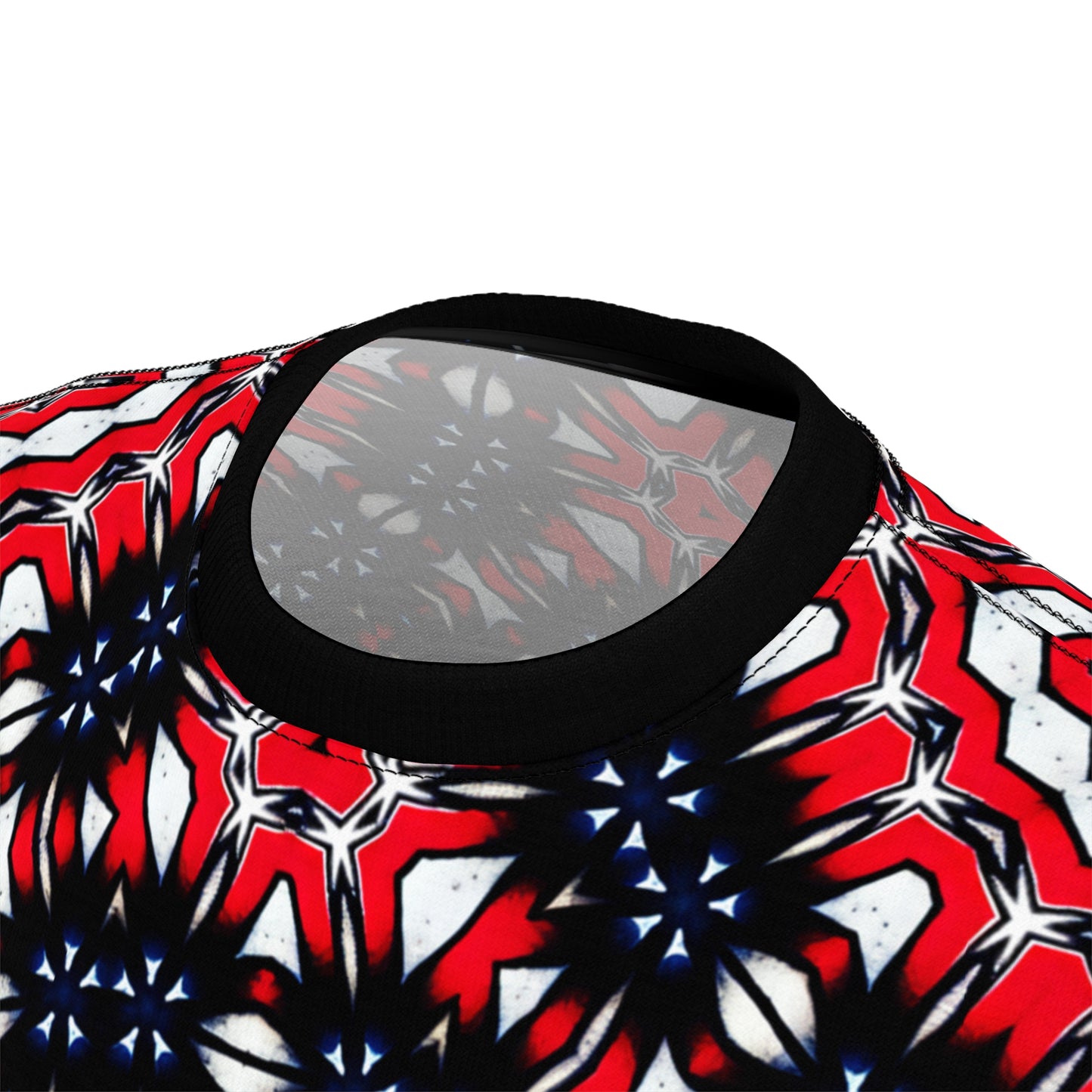 Men's Red, Black & White Psychedelic Pattern All-Over Print Shirt