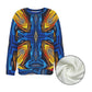 Women's Bold Blue & Gold Abstract Pattern All-Over Print Crew Neck Sweater