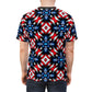 Men's Red White Blue Geometric Pattern All-Over Print Unisex Cut & Sew Tee