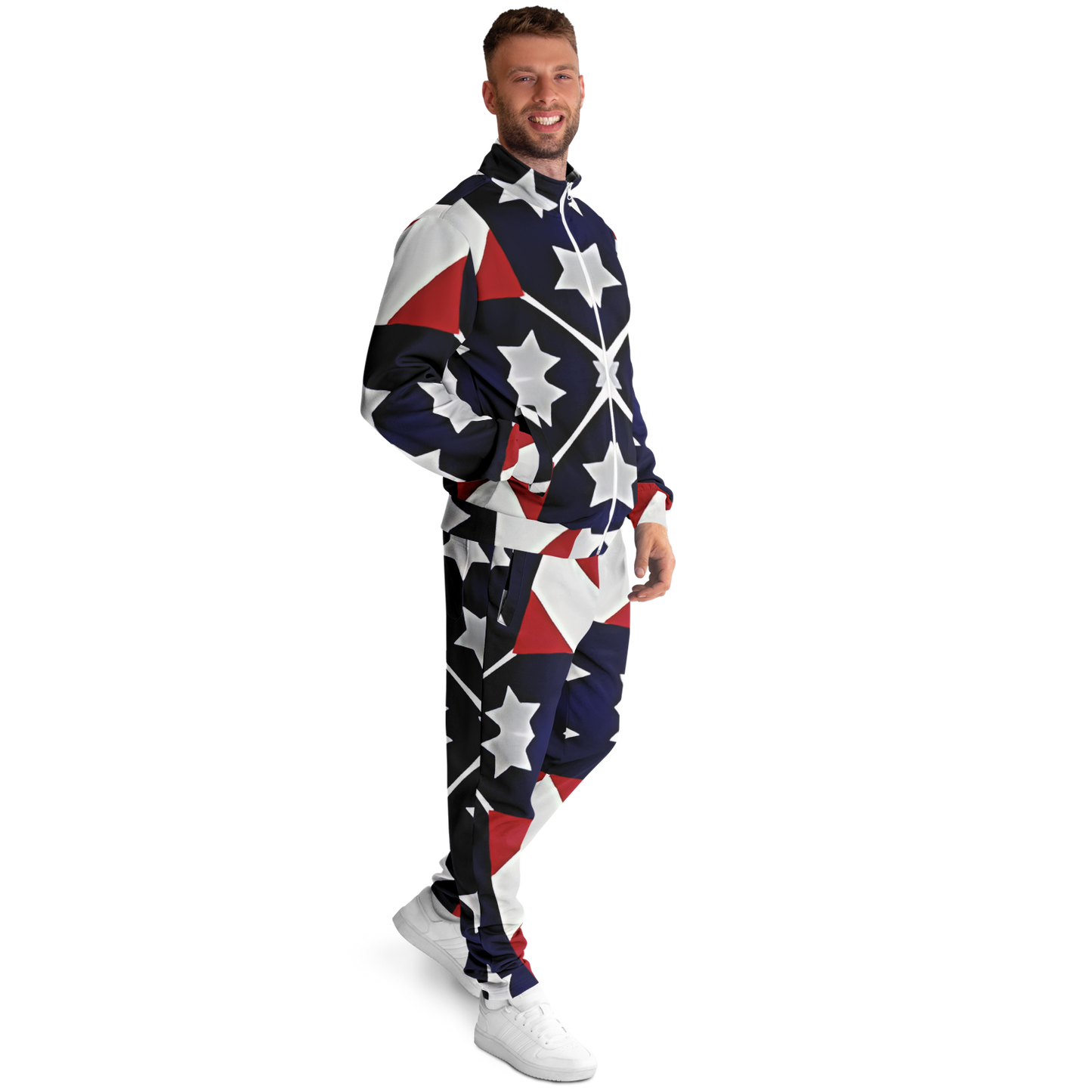 Men's Patriotic Star Flag Track Jacket and Pants
