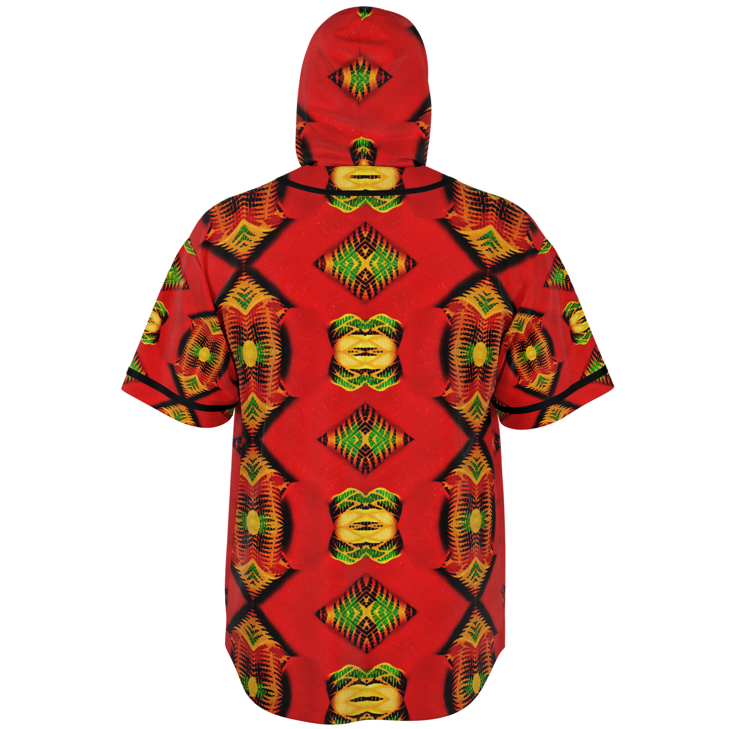 Women's Red Bold Tribal All-Over Print Hooded Baseball Jersey
