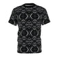Women's Black Geometric Kaleidoscope Pattern All-Over Print Tee