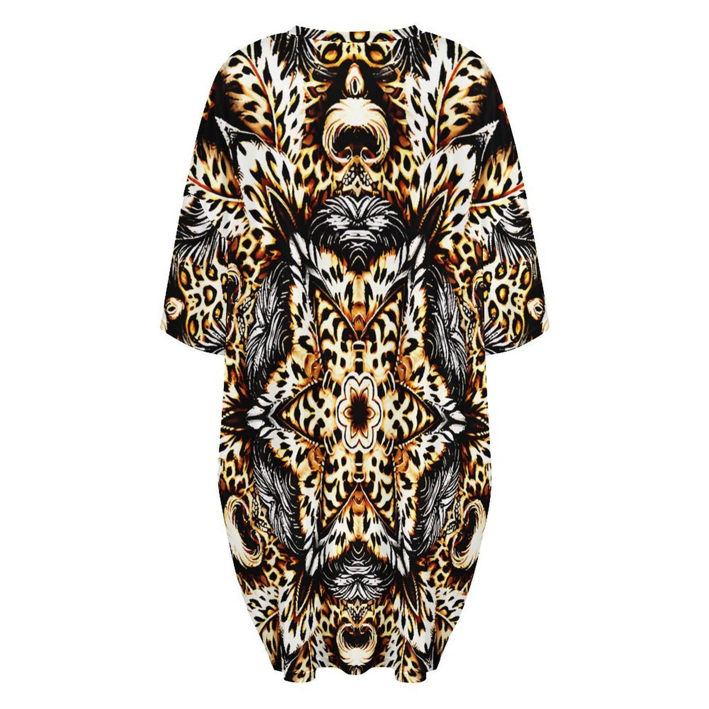 Women's Leopard Kaleidoscope Pattern All-Over Print Oversized T- Shirt Loungewear