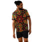 Men's African Kente Geometric Star Pattern All-Over Print Spread Collar Short Sleeve Button-Down Shirt