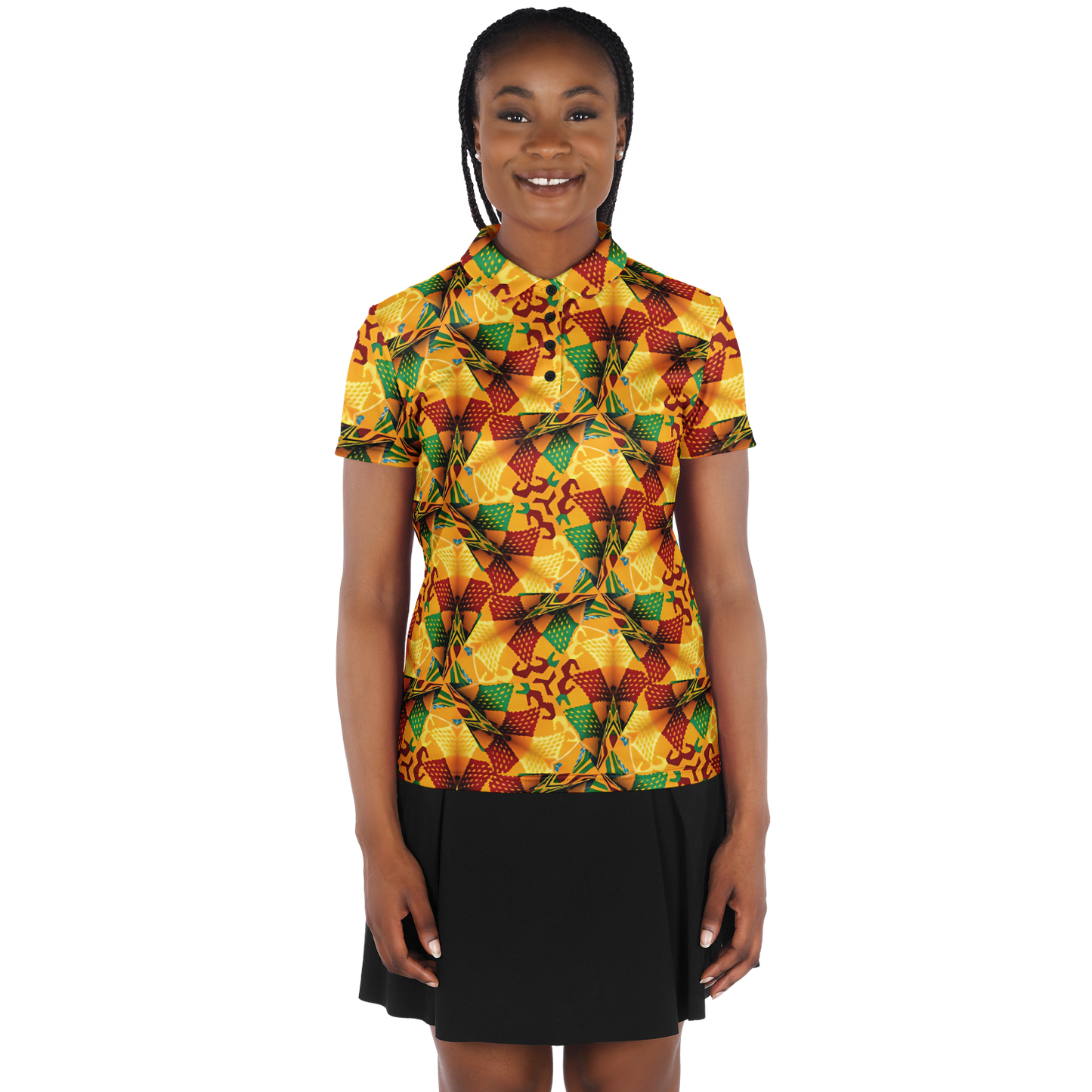 Women's Vibrant Autumn Kaleidoscope Polyester Polo Shirt