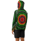 Men's Green Striped with Vibrant Accent Pattern All Over print Long Sleeve Hooded Performance Shirt
