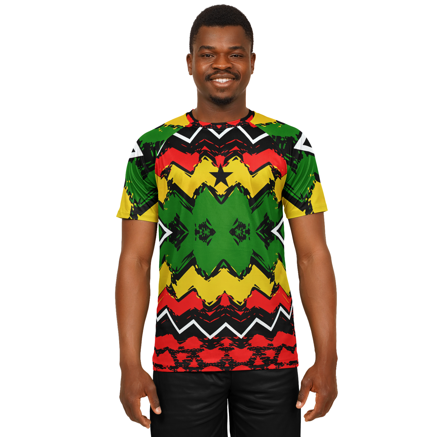 Men's Ghana Flag & Black Star Pattern All-Over Print Soccer Jersey