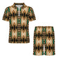 Men's Tribal Geometric All over Print Zip-Up Polo Set