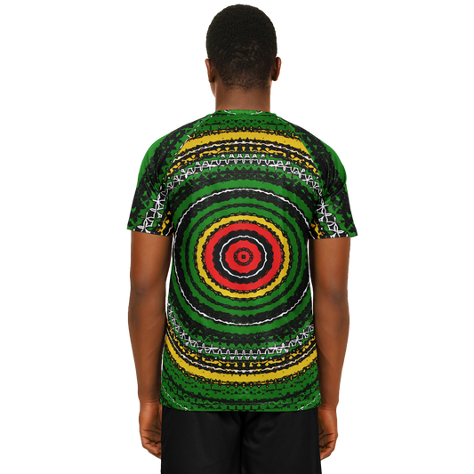 Men's Green Striped with Vibrant Accent Pattern All Over print Men's Soccer Jersey