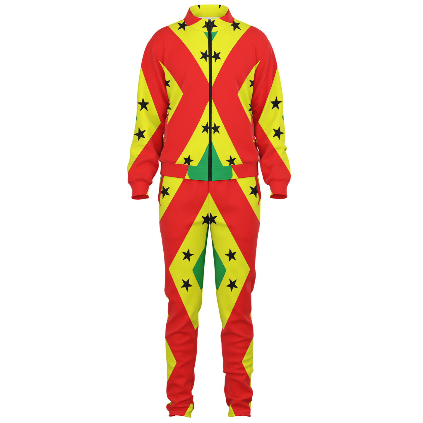 Women's Red Yellow Green Black Stars Pride Flag Track Jacket and Pants