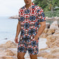 Men's Patriotic Star Kaleidoscope Pattern All-Over Print Hawaiian Shirt & Shorts Set