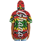 Men's Ghana Flag & Black Star Pattern All-Over Print Hooded Baseball Jersey